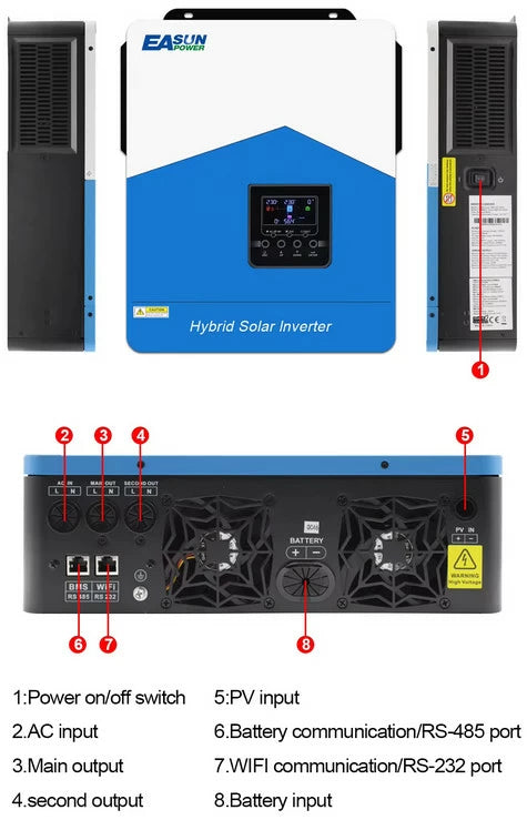 Гібридний сонячний інвертор EASUN Solar-SMH-III-4.2KW (4200VA/4200W Max CH 120A, AC 100) Wi-Fi