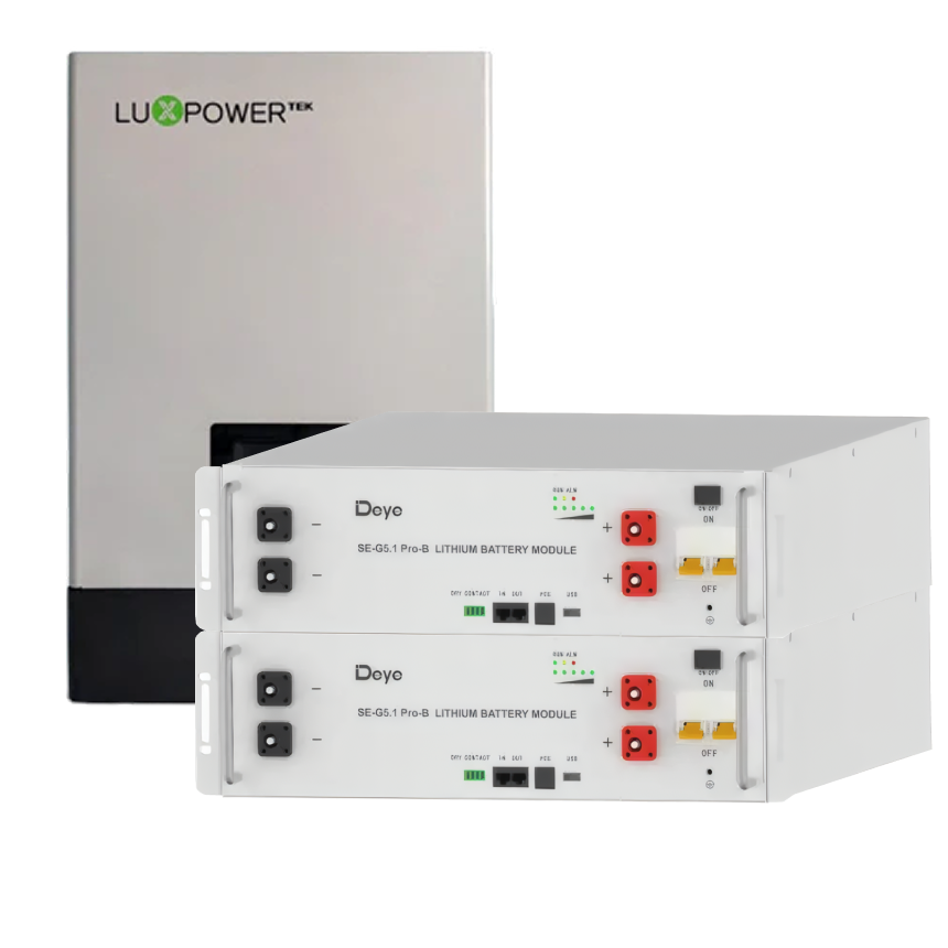 Комплект резервного живлення з інвертором 6 кВт LuxPower SNA6000 WPV та Двома 5.12 кВт*г АКБ DEYE SE-G5.1 Pro-B LiFePO4 LV 51.2v 100AH 5.12kWh