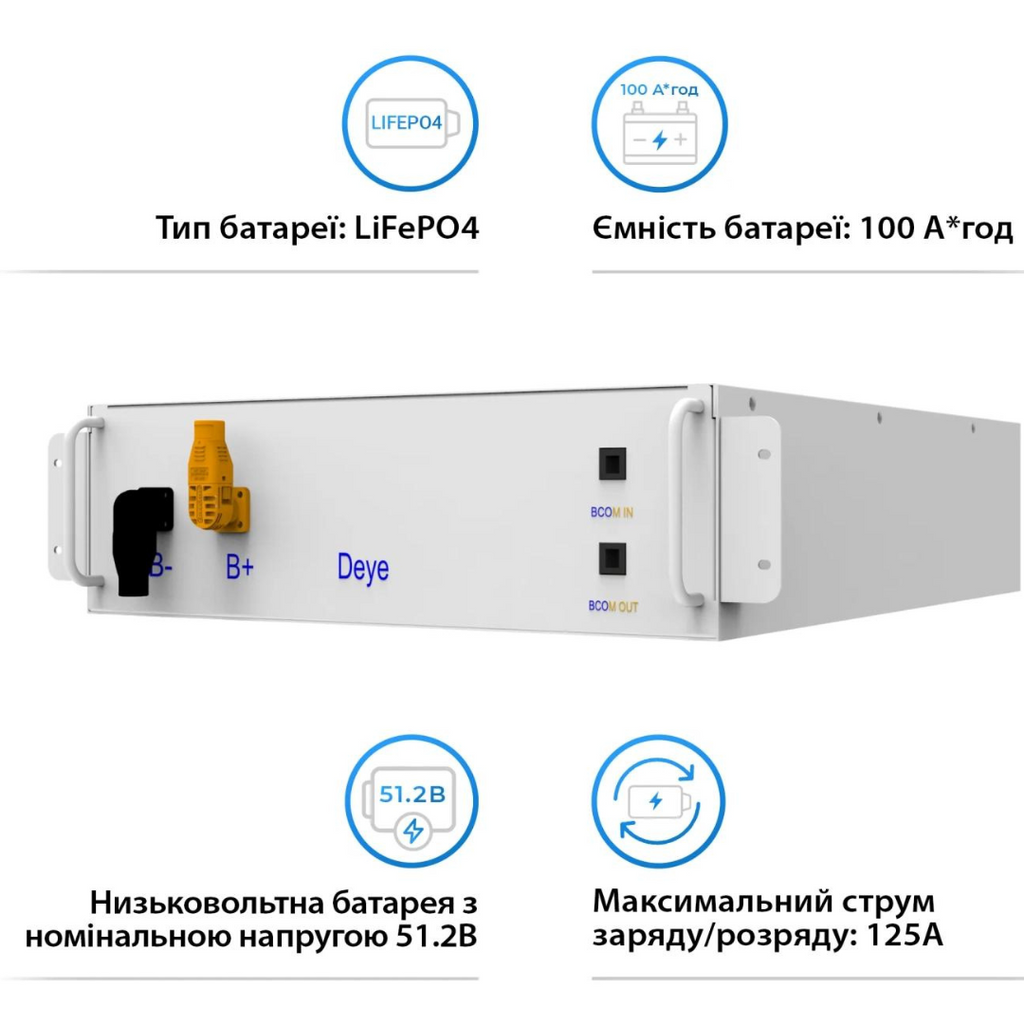 Акумуляторна батарея DEYE BOS-G LiFePO4 HV 51.2v 100AH