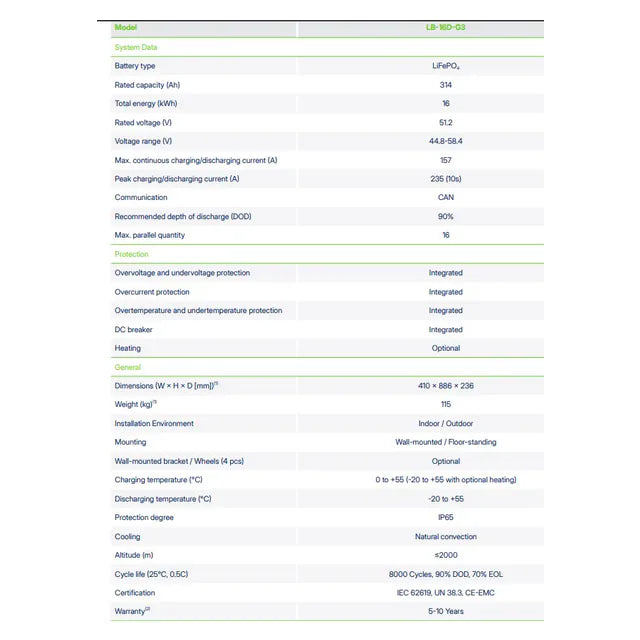 Акумуляторна батарея Hoymiles LB-16D-G3 16 кВт·год 51,2 В 314 А·год LiFePO4 (з підігрівом, IP65)